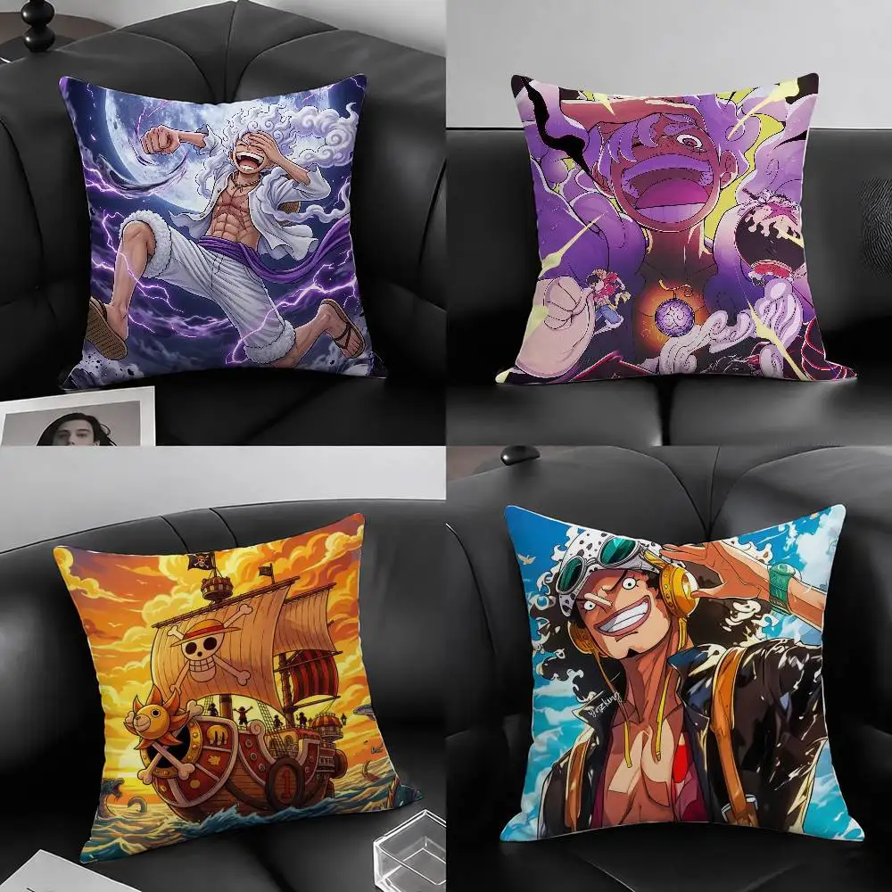 One Piece Gear Five Luffy Anime Plush Pillow Cover Soft Short Plush Cushion Cover For Sofa Bedroom Home Decor Gift Decoration