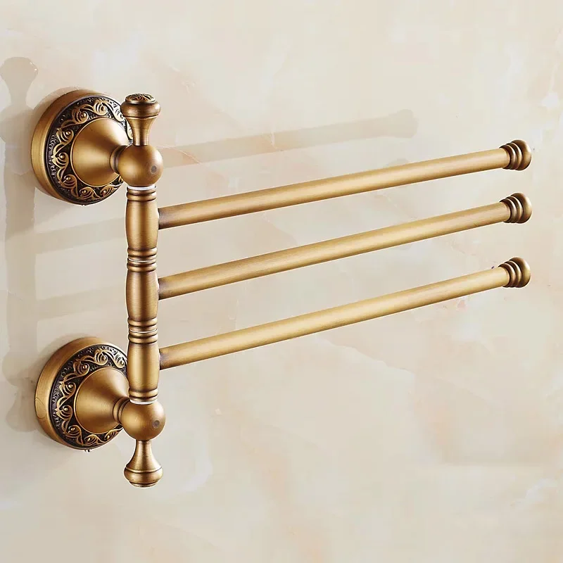 yesWall Mounted Antique Bronze Movable Bath Towel Rack Bathroom Towel Holder Bathroom Hardware Accessories