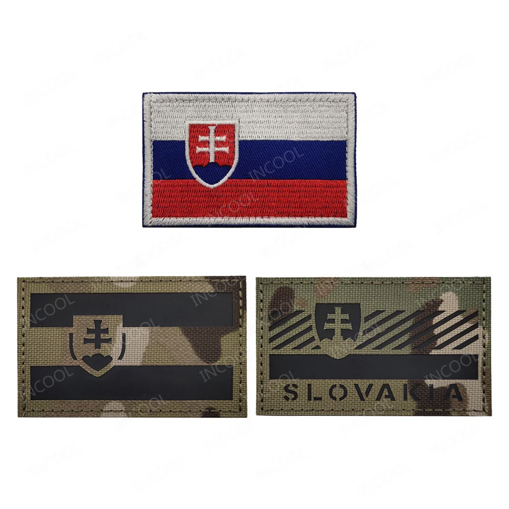 Slovakia Flag IR Reflective Infrared Patches SVK Flags Embroidered Armband Strip Patch For Clothing Backpack Cap