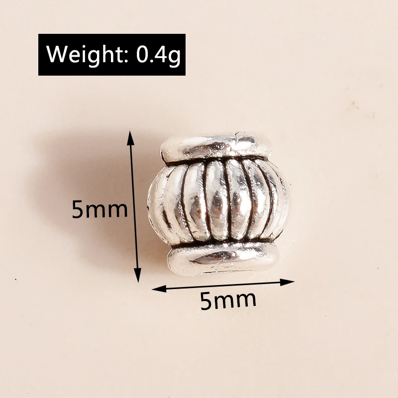 Leslie 50 Stück 5 mm silberfarbene kleine runde Distanzperlen für Schmuckherstellung, DIY-Armband, Halskette, Zubehör – Detail 1