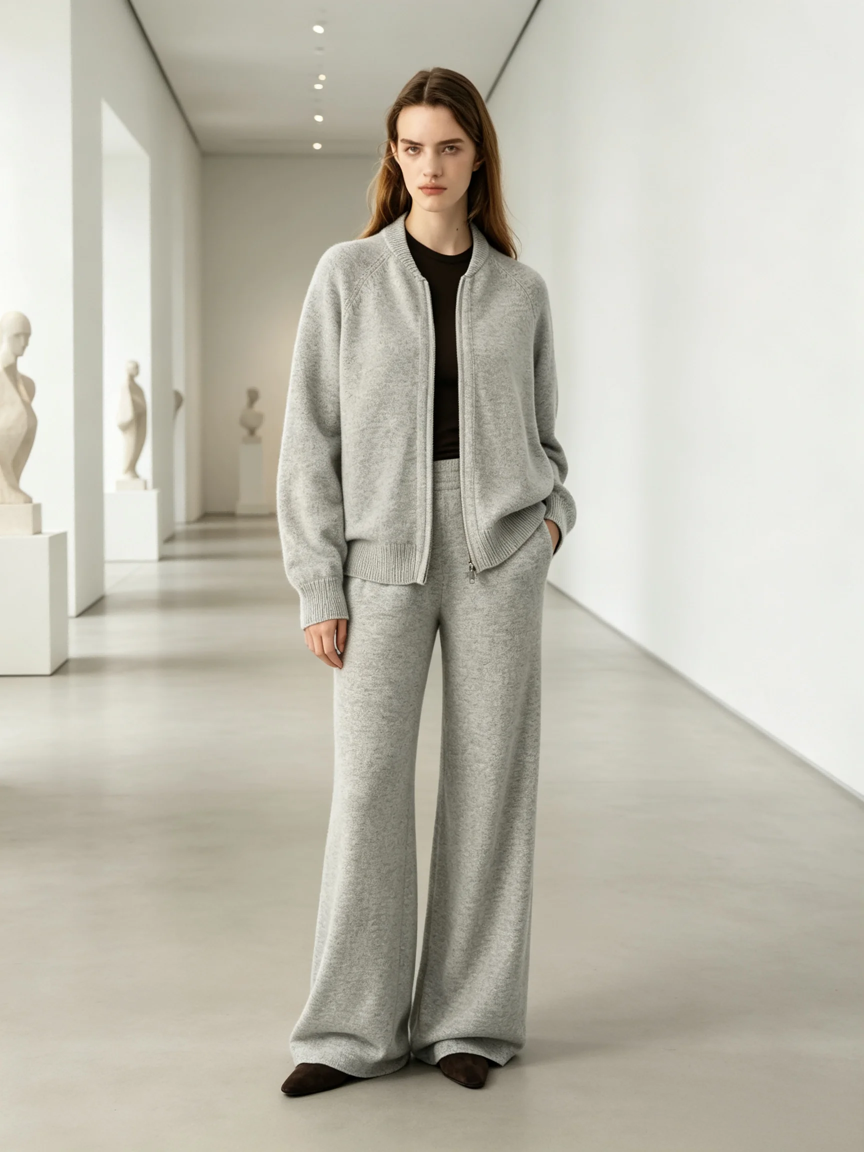 Bornladies Damen Dreiteiliges Set mit Rundhals-Ärmelloser Weste, Strickjacke und Hose, Geeignet für den täglichen Gebrauch im Herbst und Winter – Detail 2