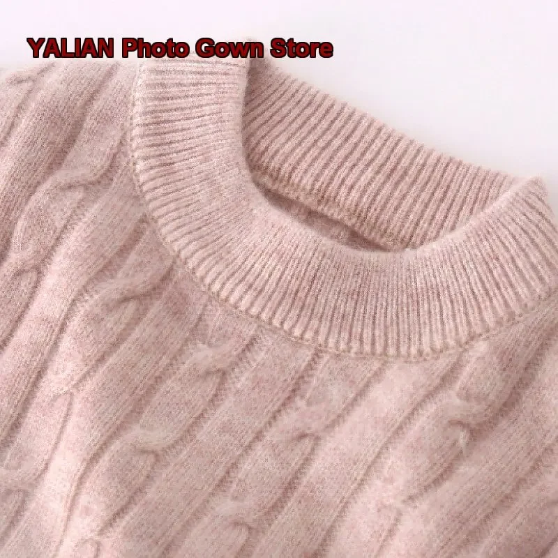 Girls Boys Pullover Sweater Kids Autumn Winter Solid Color Thickened White Red Older Kids