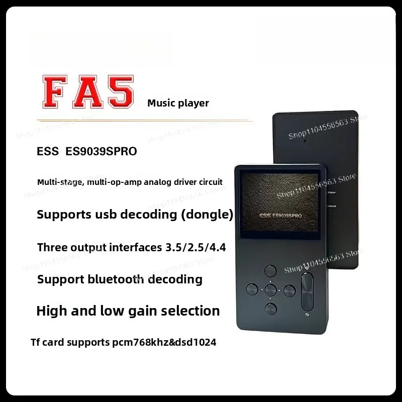 FA5 Portable DAC & HiFi Player – Bluetooth, USB Decoding, DSD Support, ES9039PRO Chip for High-Resolution Audio