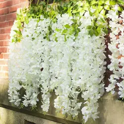 12/5Pcs Hanging Artificial Wisteria Flower Vine, Garland For Home Wall Decor Wedding dress up park garden decoration photo props