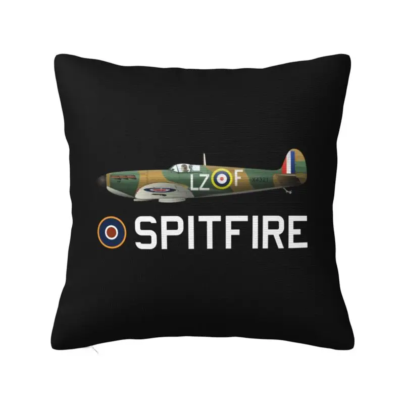 Custom Supermarine RAF Spitfires Throw Pillowcase WW2 War Fighter Aircraft Plane Airplane British Nordic Cushion Cover Car