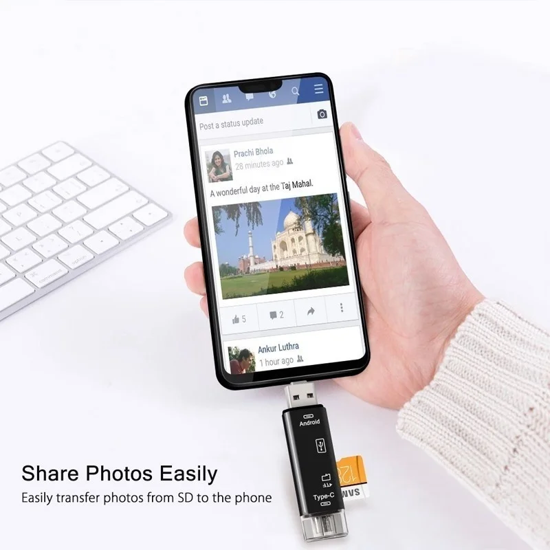 5 w 1 Wielofunkcyjny czytnik kart pamięci USB 2.0 typu C USB Micro USB T SD Adapter czytnika kart OTG Akcesoria do telefonów komórkowych