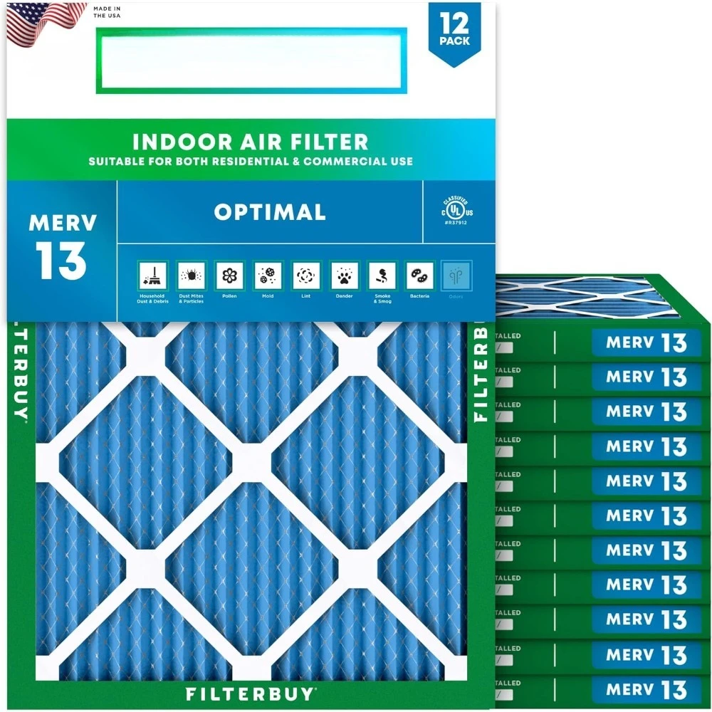 

20x23x1 MERV 13 Air Filter for Smoke and Allergies Electrostatic Pleated HVAC AC Furnace Air Filters 12-Pack