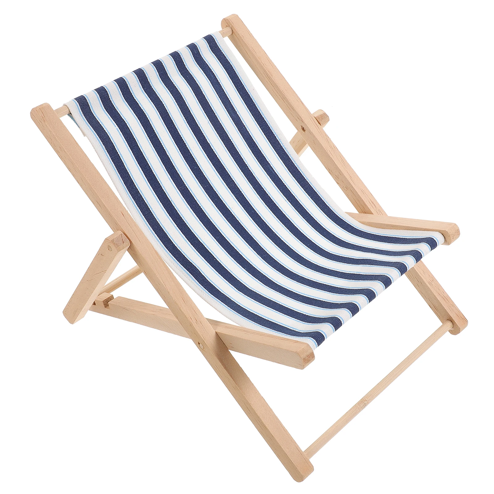 Large Beach Chair Wooden Mediterranean Style Thick Striped Home Decor Desktop Ornament Coastal Nautical Theme Living Room Office