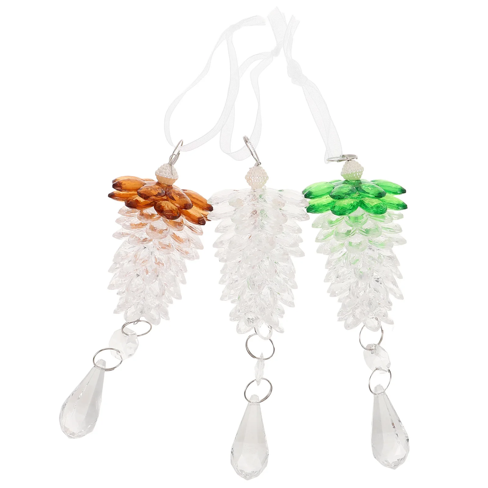 

3Pcs Clear Crystal Pinecone Ornaments Acrylic Christmas Tree Hanging Decorations Sparkling Holiday Hanging Decor