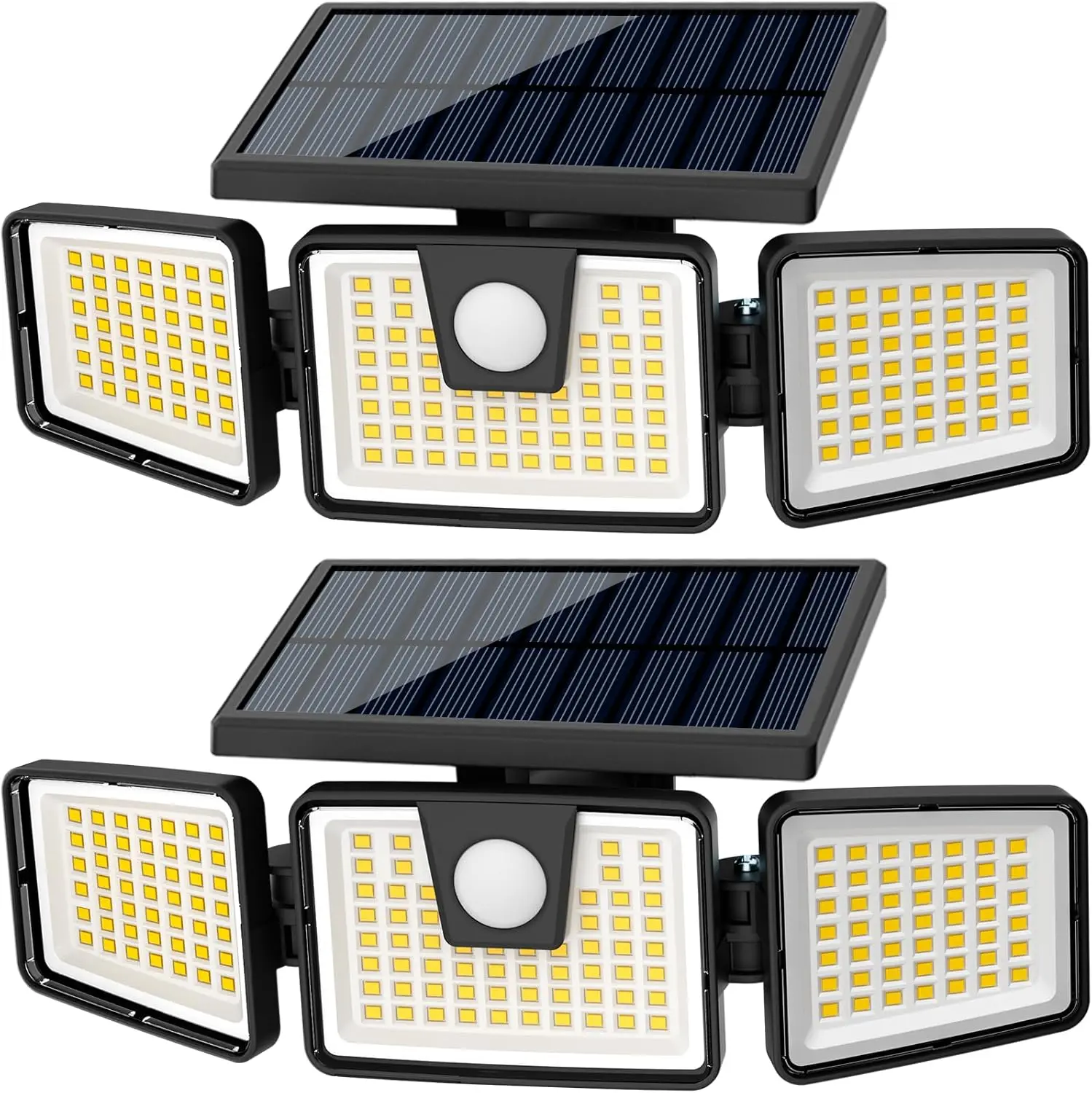 

Solar Lights Outdoor, 2 Pack LED High Brightness Cordless Solar Motion Sensor Lights; 3 Adjustable Heads, 270° Wide Angle