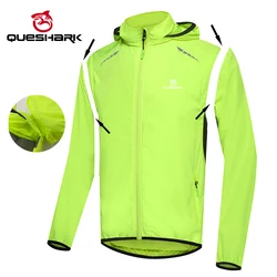 QUESHARK Ultralight Men Windproof Reflective Cycling Jacket MTB Bicycle Long Sleeve Windbreaker Sleeveless Vest Bike Coat Jersey