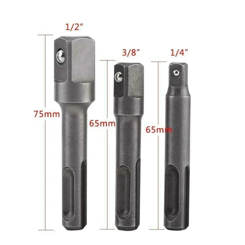 Convenient To Use Driver Adapter Drill Bits 1/2” 3/8” 1/4” 3Pcs/set Easy To Be Install High Occlusion SDS Shank