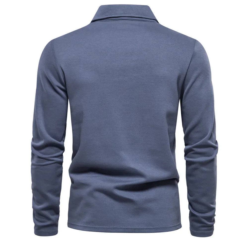 Nice Fashion Polo Shirt For Men Neck Embroidery Turn Down Collar Long Sleeve Casual Social Polo Shirts Solid Color Luxury Golf S
