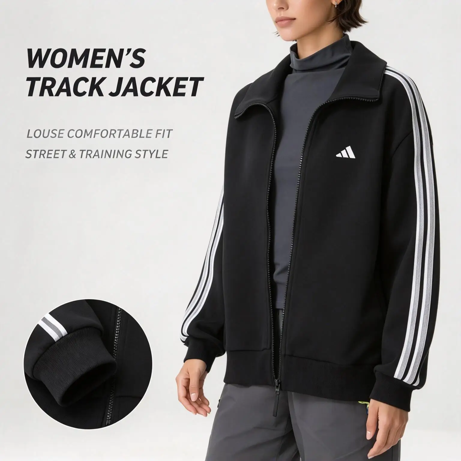Adidas FAV 3S KN JKT 2 KZ1551/KZ1559 Genuine Women's Loose Casual Knitted Zipper Jacket Free returns