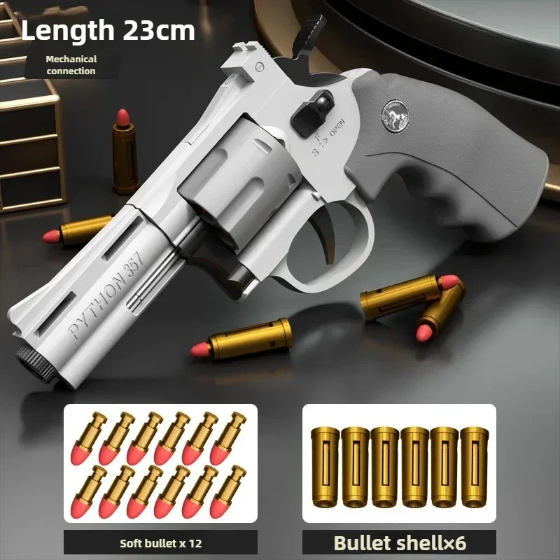 Continuous Firing ZP5 357 Style Revolver Launcher Soft Dart Bullet Toy Gun for CS Outdoor Game Kids and Adults