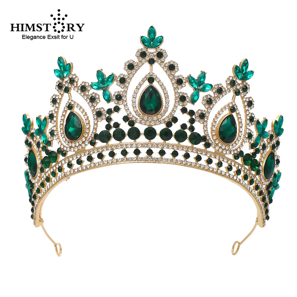 

HIMSTORY European Bridal Crown Cross-border Colored Crystal Headband Baroque Queen Alloy Tiaras Princess Headpiece Accessories