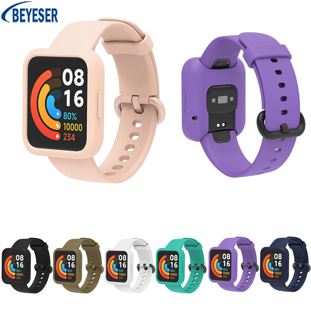 Solid Color Silicone Band For Mi Watch2 Lit Sports Strap Protective Case Set For Redmi Watch 2 Replacement Bracelet Wristband