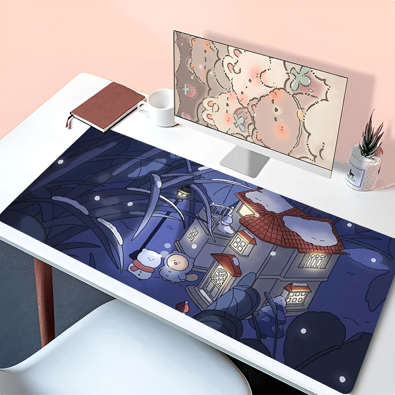 Mouse Pad Accessories Keyboard Pad Office Desk Mat Anime Mousepad Natural Rubber Anti Slip Gaming Cartoon Squirrel Extended Pad