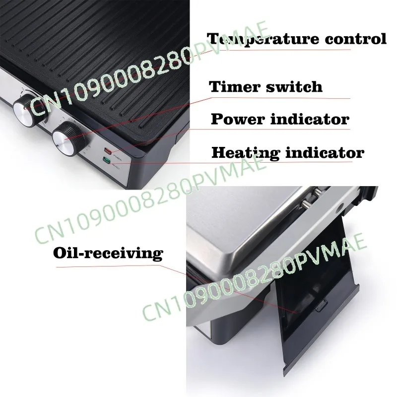 Electric Breakfast Grill - Double-Sided Heating Multifunctional Barbecue Maker (Sausage/Steak)