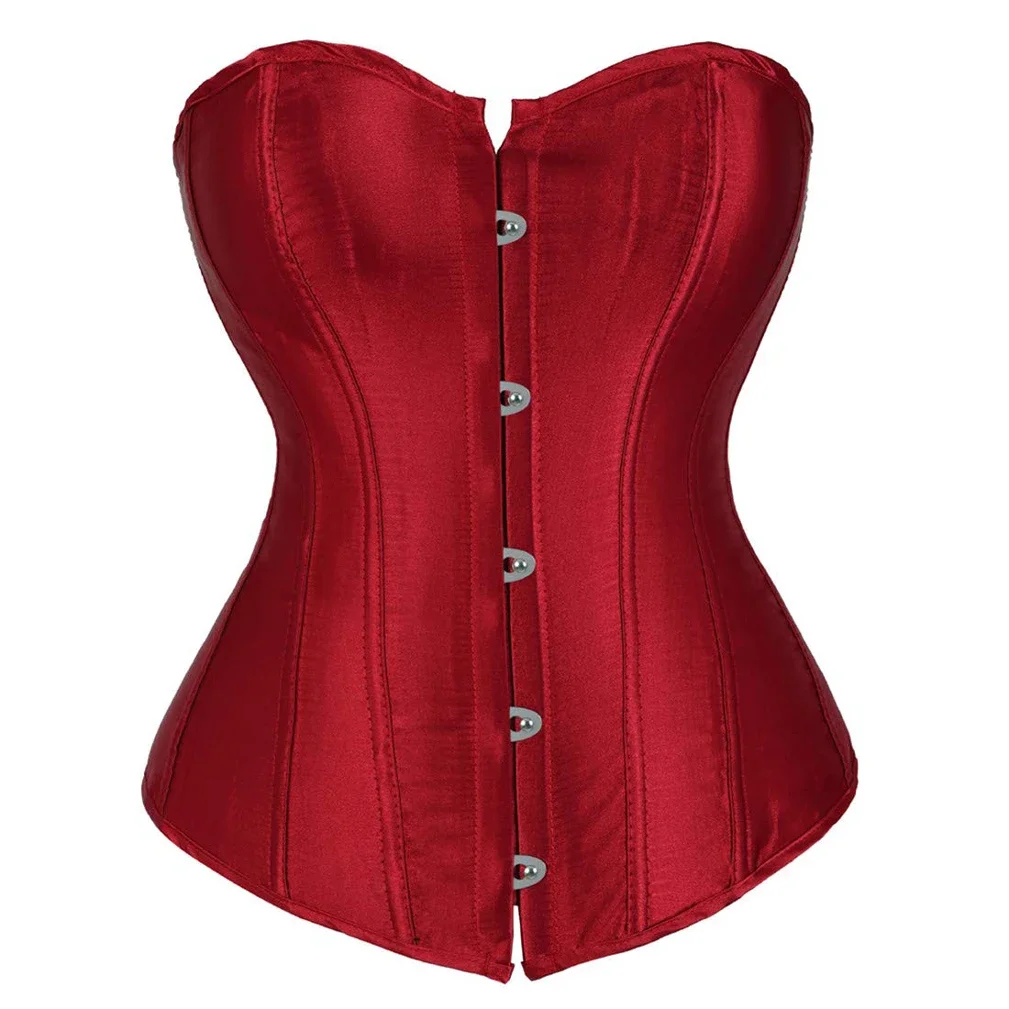 Corsetto da donna in raso sexy taglie forti Bustier gotico con lacci Disossato Gorset Top Shapewear Classico Clubwear Party Club Night Corsetto