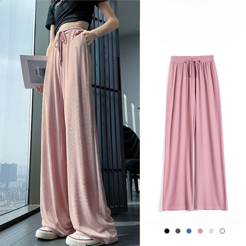 

Oversized Women's Loose Casual Mopping Pants 2022 Summer New Slim and Tall Straight Ice Silk Wide-leg Pants Comfortable Good