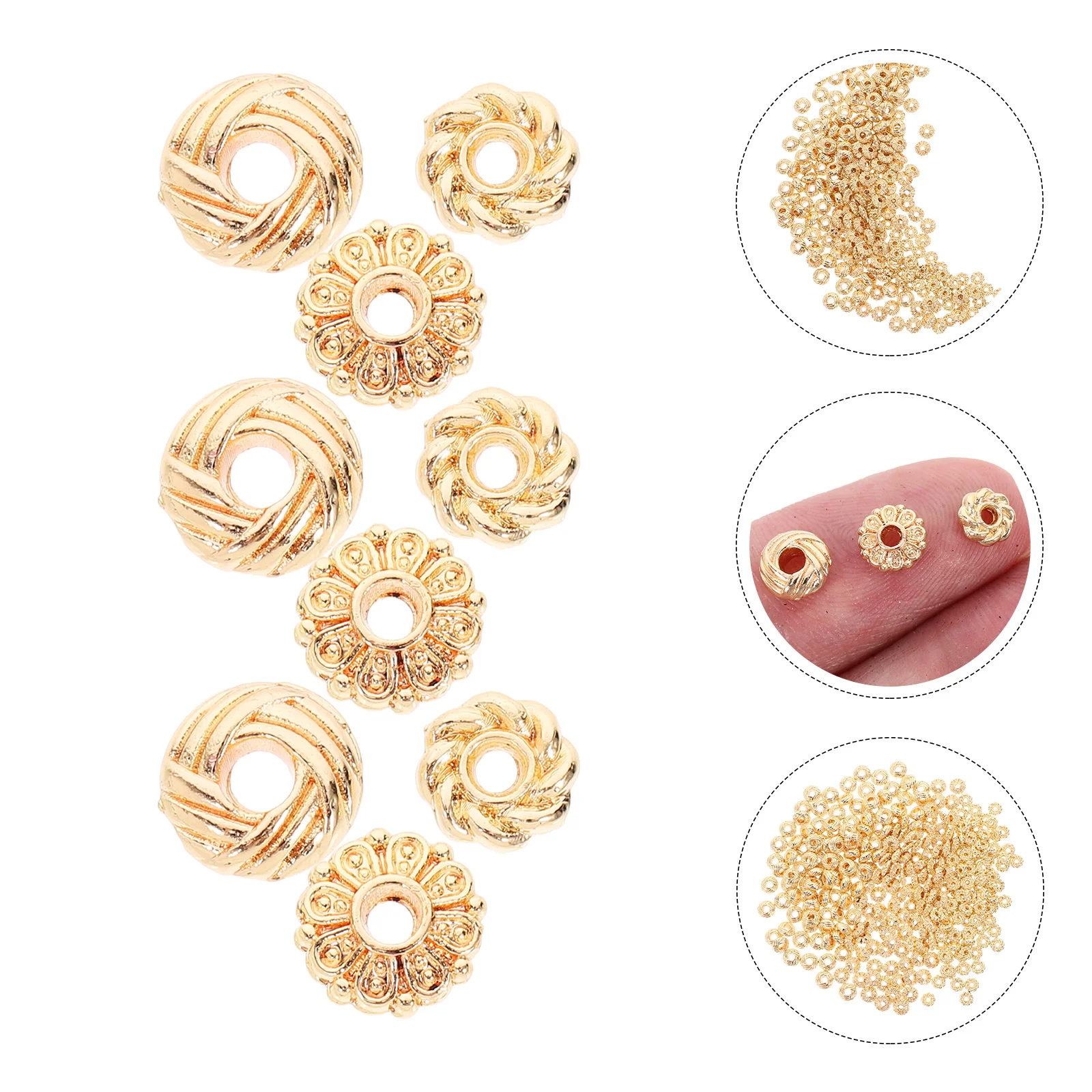 300 Pcs Beaded Jewelry Bracelets Beads Preserve Color for Making Zinc Alloy Gold Crafts Bulk