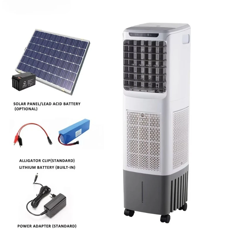 Solar home AC DC evaporative air cooler fan rechargeable desert air conditioner with home humidifier function