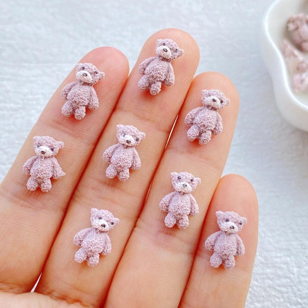 50 Stück niedliche Mini-Cartoon-Tierfiguren aus weichem Gummi, Teddybär, Kunstnägel, flache Rückseite, DIY, Scrapbook-Deko, Schmuck, Bastelzubehör – Detail 4