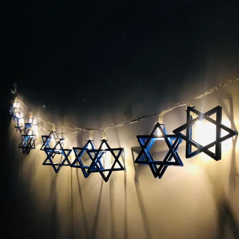 Hanukkah Window Lights Star Hanukkah LED Light Decoration riutilizzabile Star Hanukkah LED String Lights per comodino Window Table