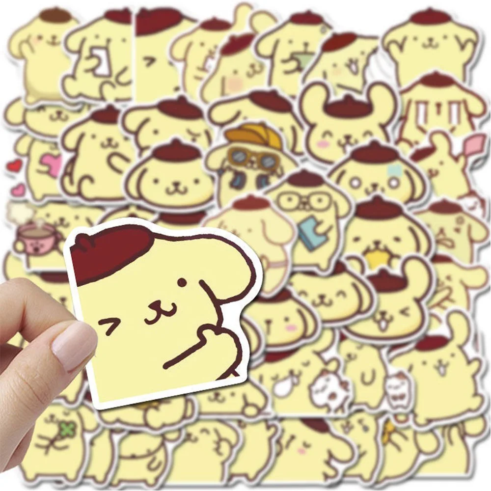 10/30/50 buah stiker lucu Pompom Purin Kawaii Sanrio stiker mainan anak-anak casing ponsel DIY stiker grafiti gitar kartun