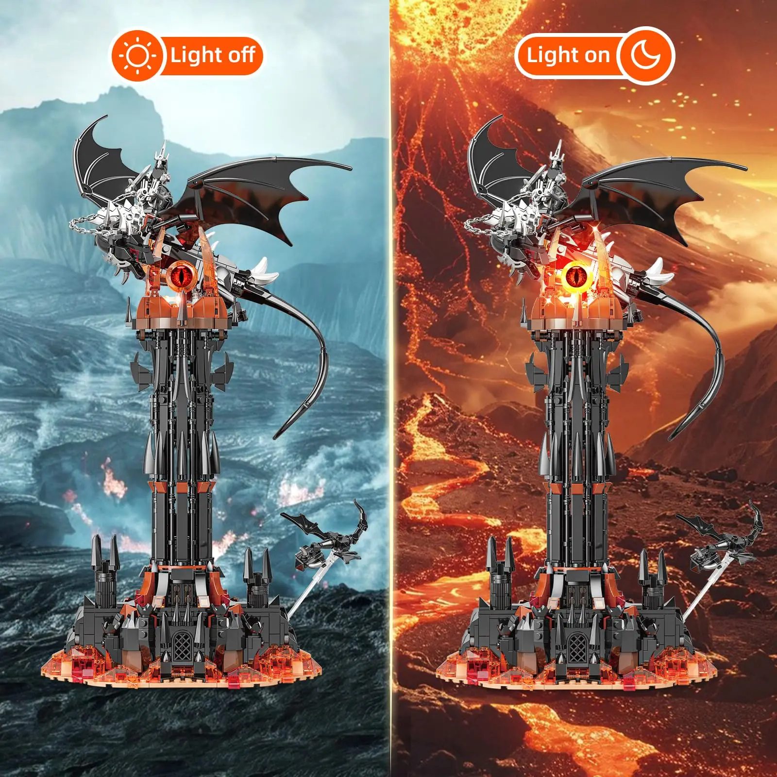 997 قطعة خواتم سحرية برج داكن وسقوط الوحش بناء مجموعة MOC الكبار تحصيل لورد القلعة العمارة الجذعية هدية لعبة للأطفال الأولاد