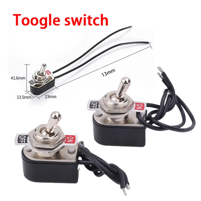 1PC AC 250V 6A On/Off Prewired Standard Toggle Switch With Wire Cable KNS-1 SPST Contacts Switch Electrical Equipment
