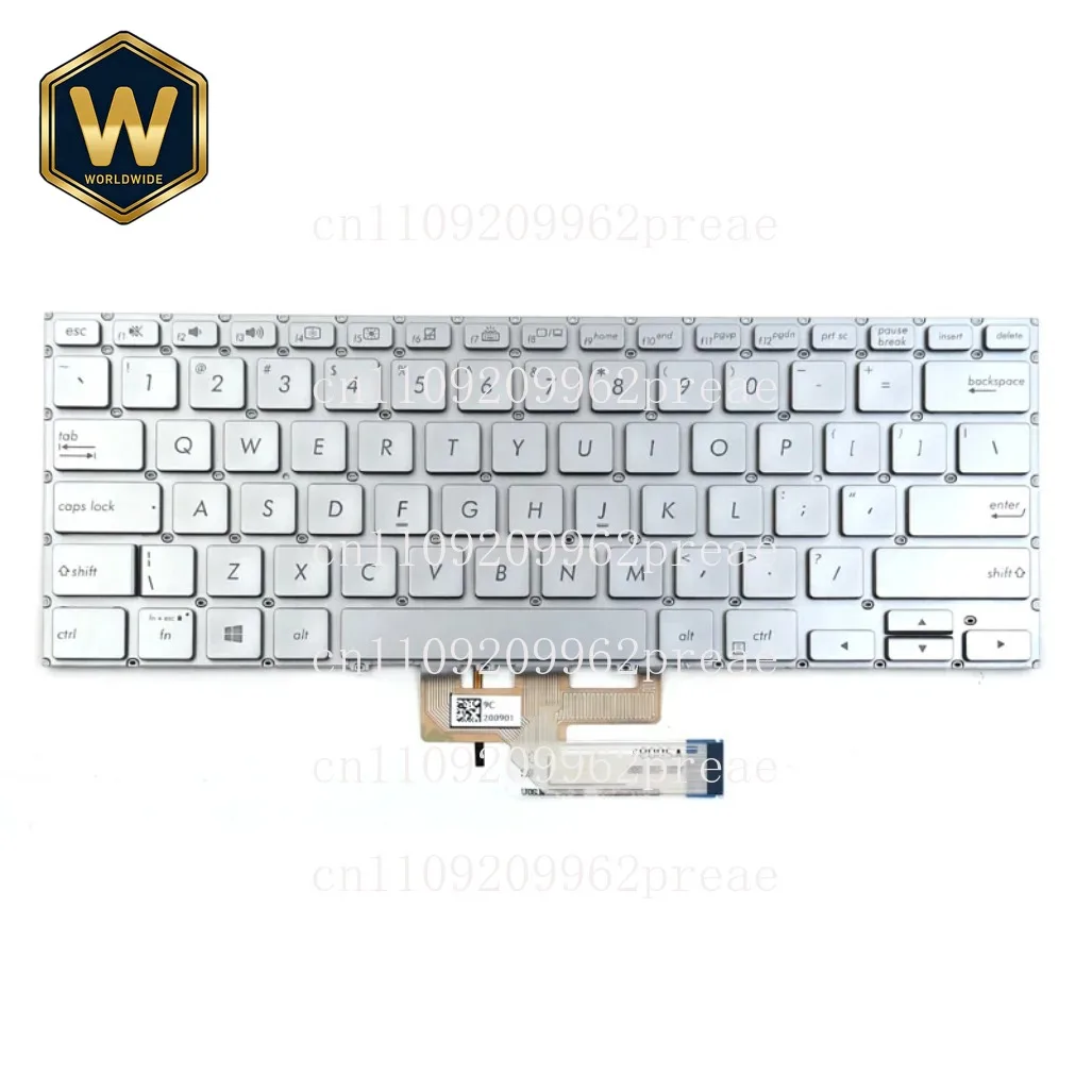 S For Asus ZenBook Flip 14 UX462 UX462D UX462DA UX462FA UX462F UM462 UM462D UM462DA Laptop US Silver Keyboard With Backlit