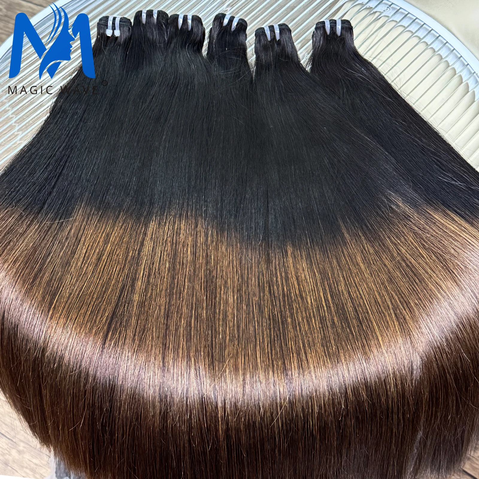 

1BT4 Ombre 16A Двойные нарисованные необработанные вьетнамские пучки человеческих волос 100% необработанные девственные волосы Прямые пучки человеческих волос