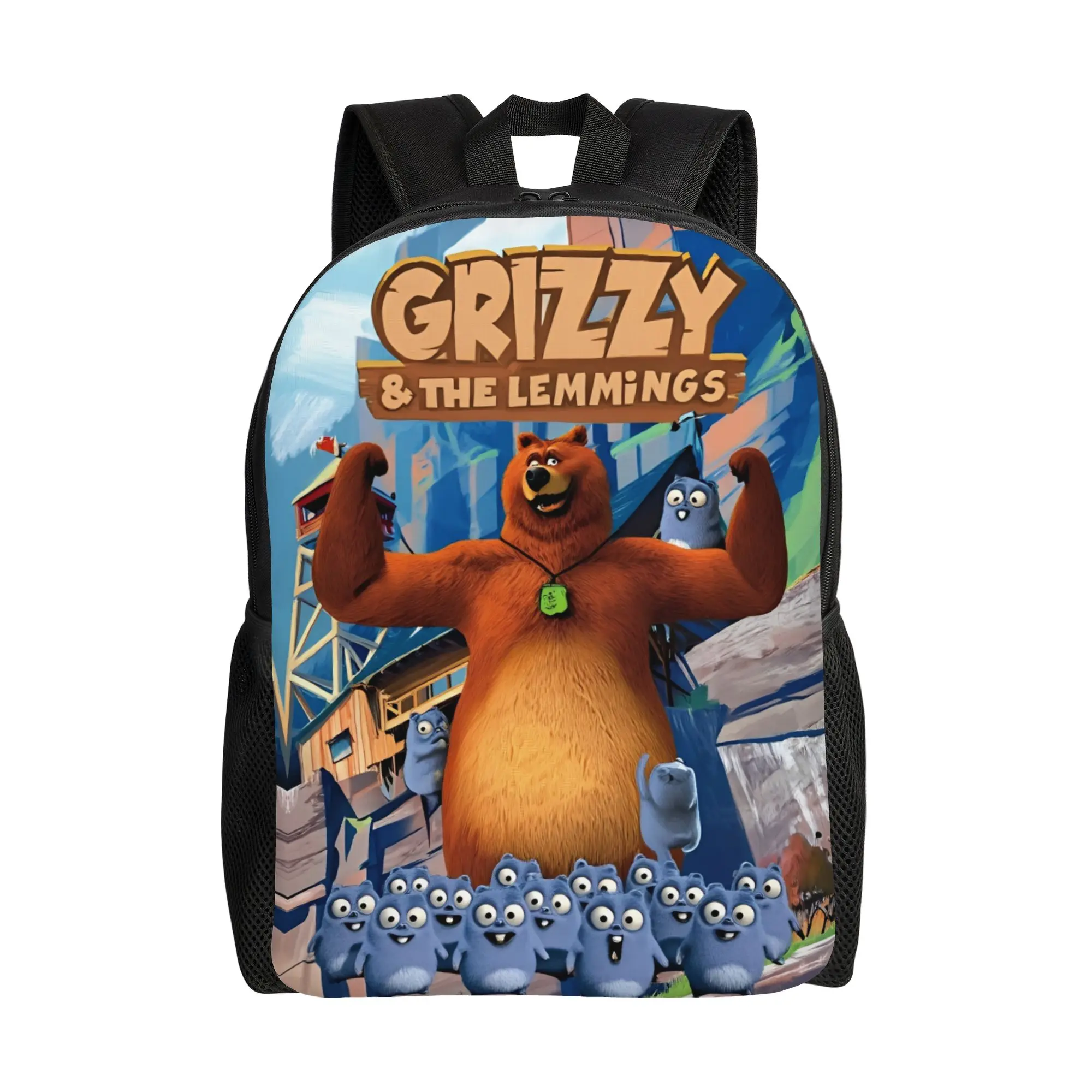 

Классический рюкзак GRIZZY AND THE LEMMINGS, прочный студенческий деловой рюкзак с рисунком медведя для мужчин и женщин, сумка через плечо для колледжа