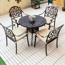 Tavolo rotondo moderno da esterno da 90cm set di mobili da giardino per Hotel in alluminio pressofuso patio cortile mobili da pranzo set tavolo