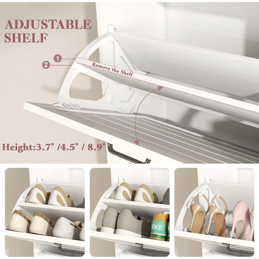 خزانة تخزين الأحذية ذات 3 أدراج مع أرفف قابلة للتعديل وتخزين الأحذية، منظم خشبي نحيف للأحذية #3