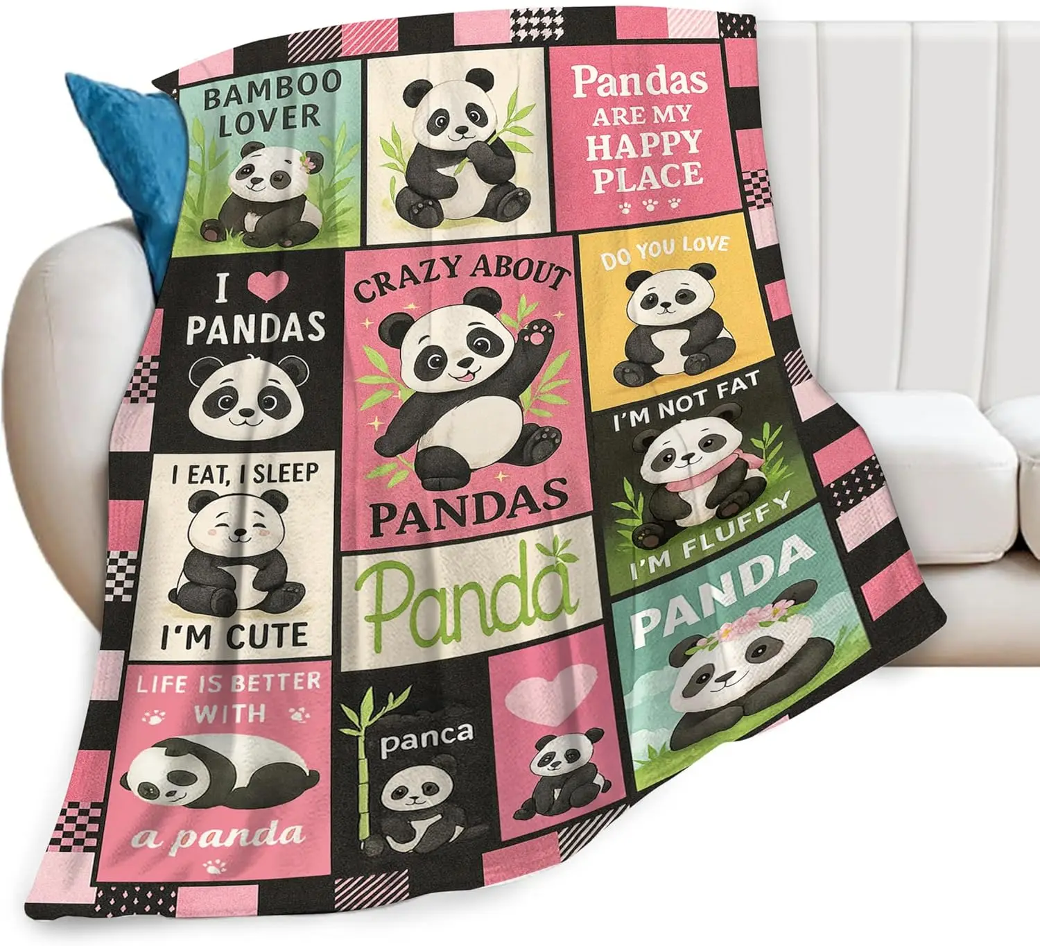 Panda Blanket Cute Panda Throw Blanket Fuzzy Plush Super Fleece Plush Soft Cozy Warm Stuff Bedding Toddler Nursery Baby Blankets