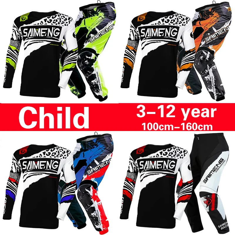 

Джерси и штаны для мотокросса, детская одежда для больших мальчиков и девочек, детский мотоциклетный гоночный костюм, комплект снаряжения, гоночный костюм, молодежный мотоцикл mx