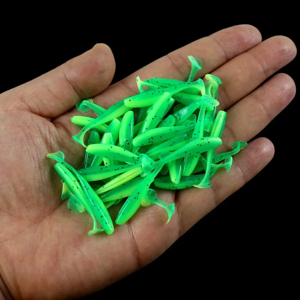 50 قطعة من طُعم الصيد الناعم الصغير، طُعم دودة على شكل حرف T، طُعم صناعي من السيليكون، أدوات صيد باس بايك