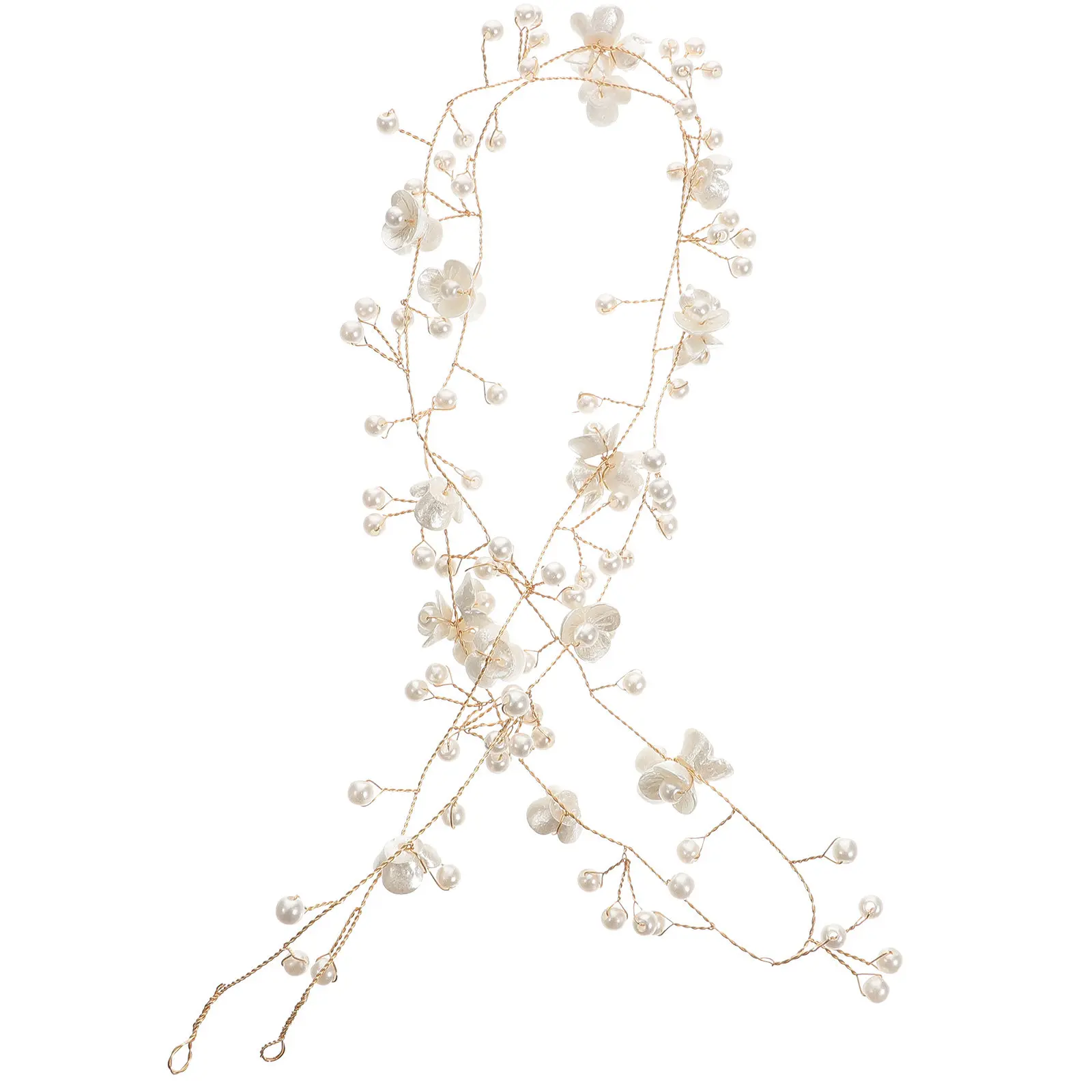 

Beautiful Pearl Floral Bridal Headband Wedding Hair Ornament Exquisite Workmanship Dazzling Luster for Party Prom Daily Use
