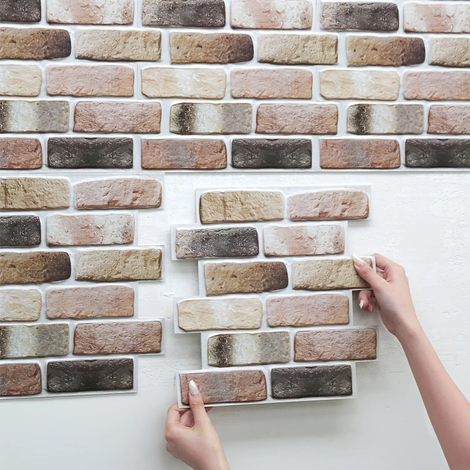 10/20Pcs 3D Faux Brick PVC Wall Stickers Self-Adhesive,Waterproof Peel and Stick Wall Panels for Bedroom Laundry Room Home Decor