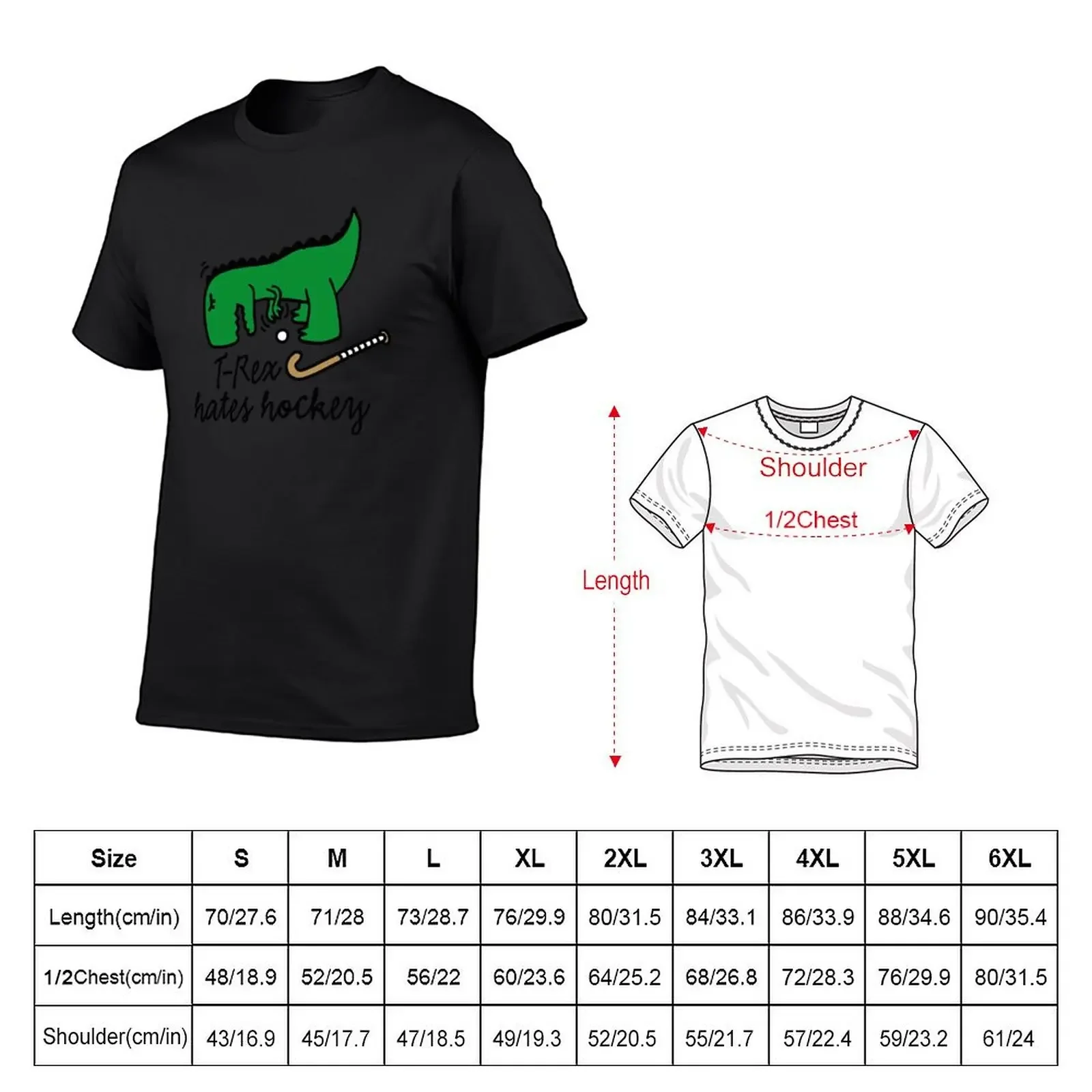 T-Rex hates hockey field hockey player dinosaur T-Shirt basketball graphic tees sublime man clothes plain t shirts men