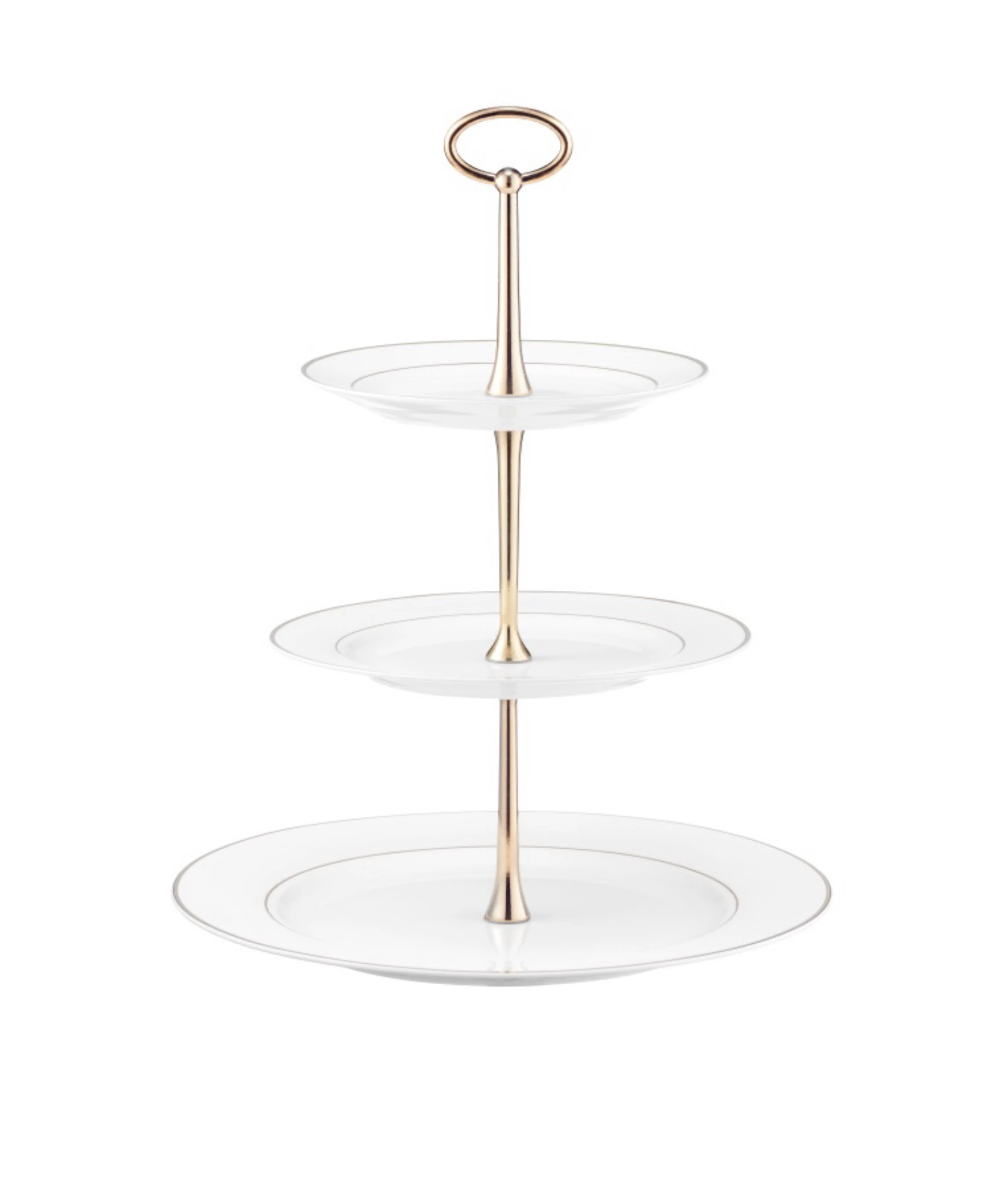 Présentoir à gâteau Ambition à trois niveaux en porcelaine blanche 34 cm