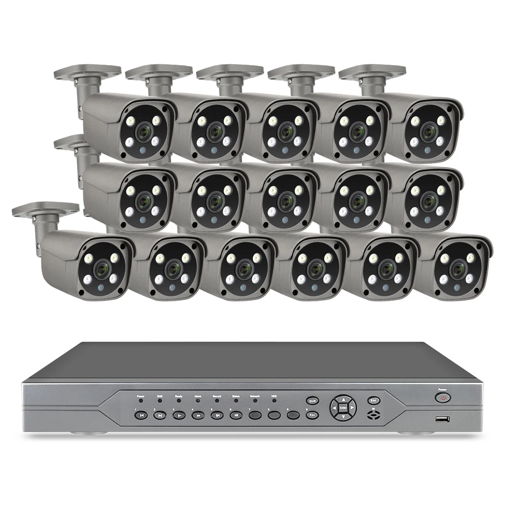 

Techage Ip Cctv Camera Kit 5Mp Poe 16 Camera Nvr 16Channel Security Camera System Two Way Audio