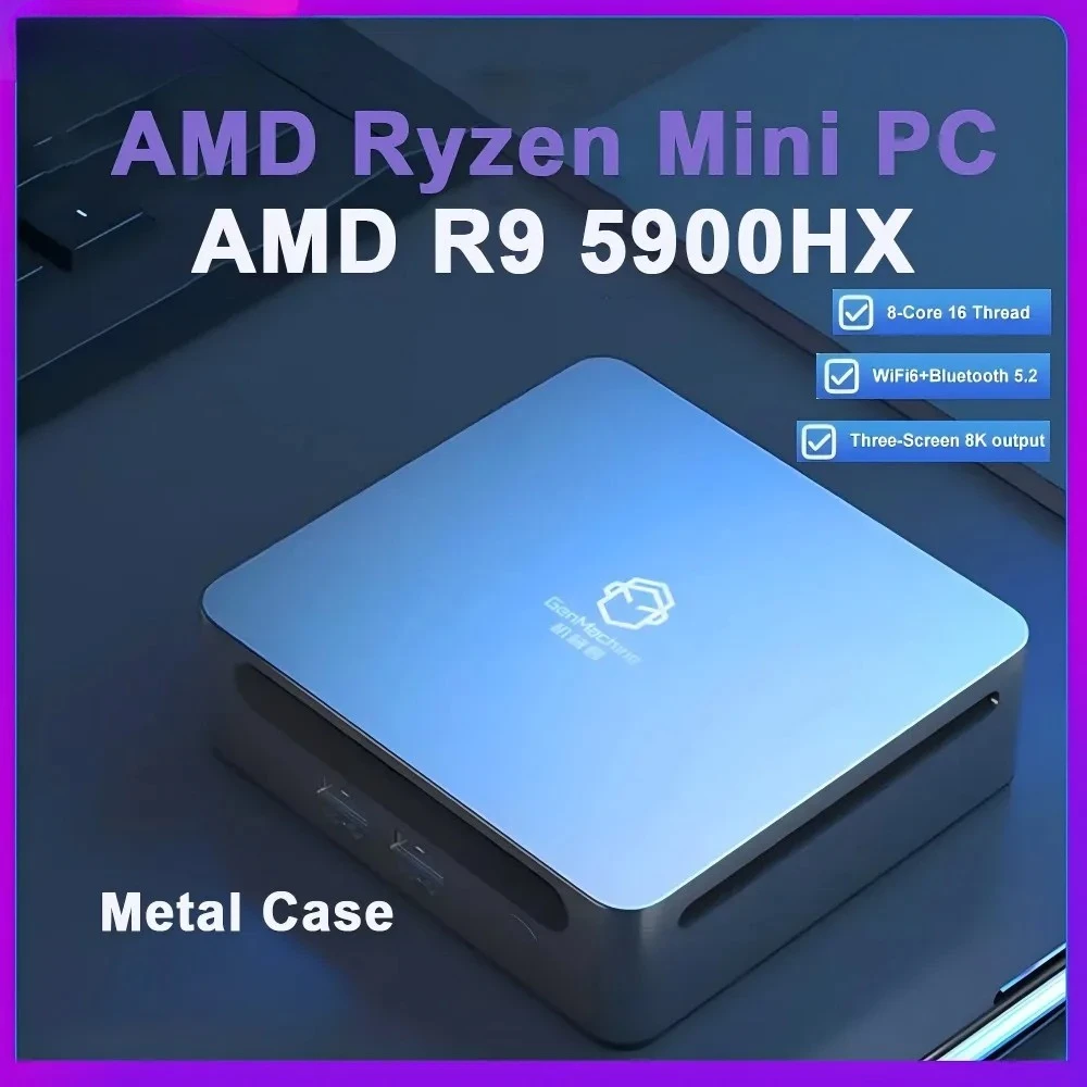 2024 New Gaming PC AMD Ryzen 9 5900HX 7 7730U Windows 11 DDR4 3200MHz NVMe Mini PC Desktop Computer 3x4K HTPC WiFi6 BT5.2