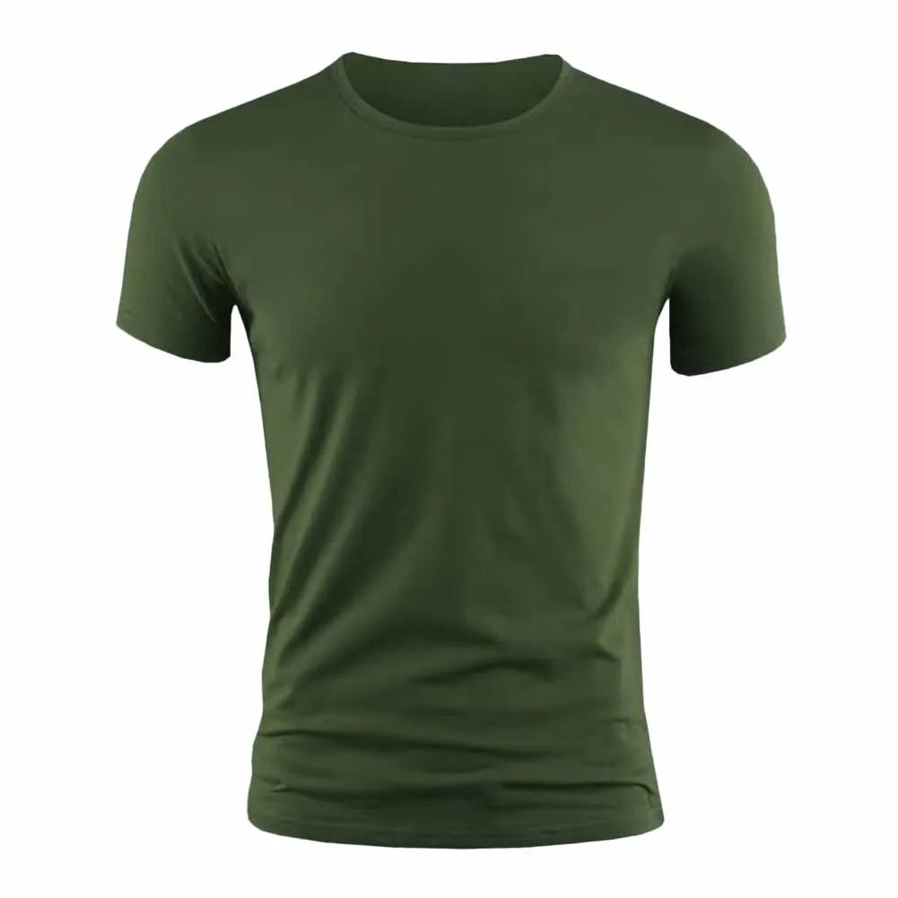 Men\'s Basic T-shirt Solid Color Short Sleeve Tee Summer Plain Casual Gym Muscle Crew Neck Slim Fit Tops T Shirts Male Clothing