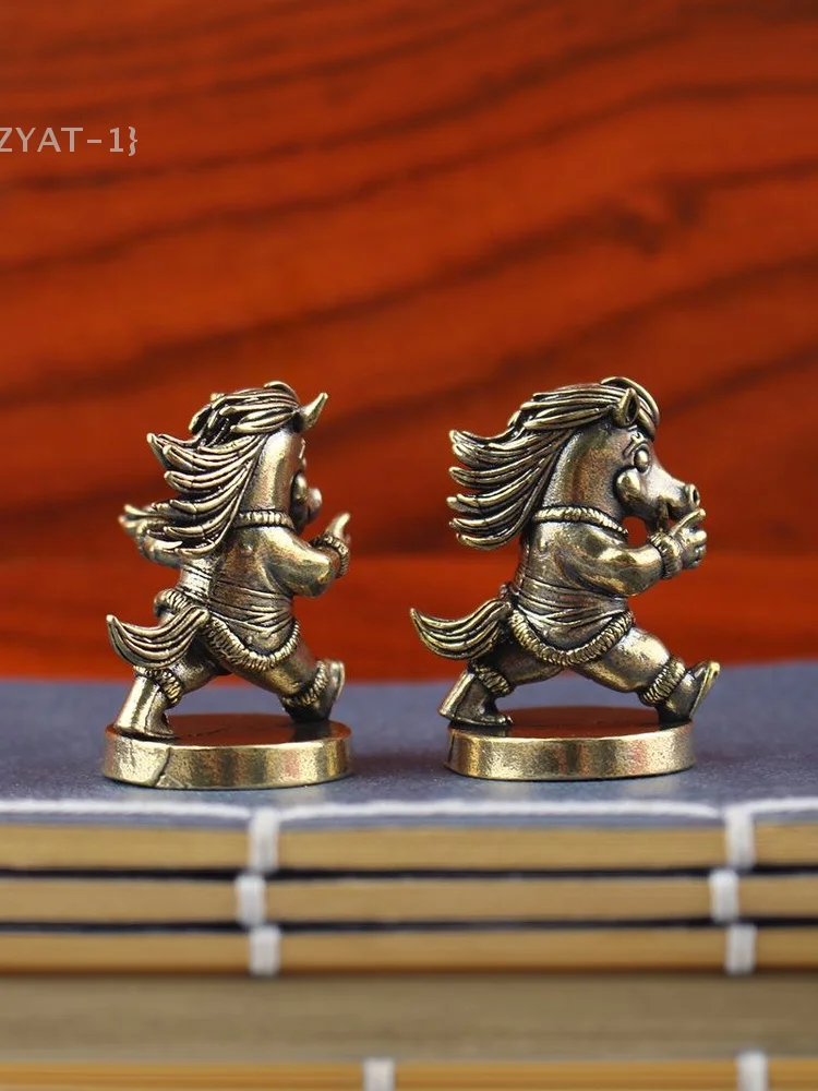 [O] ديكور مكتب حصان الحرب النحاسية العتيقة-2026 تمثال تميمة زودياك الصيني لديكور غرفة المعيشة