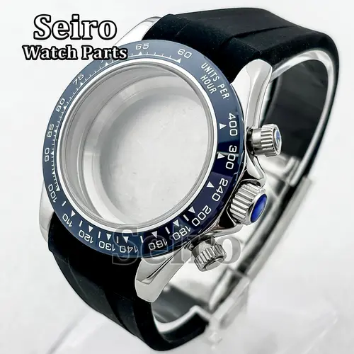 39MM Sapphire Glass Watch Case Rubber Strap Rose gold Silver Watch Accessories Parts for Daytona VK63 Movement Men 29.5MM Dial - Image 19