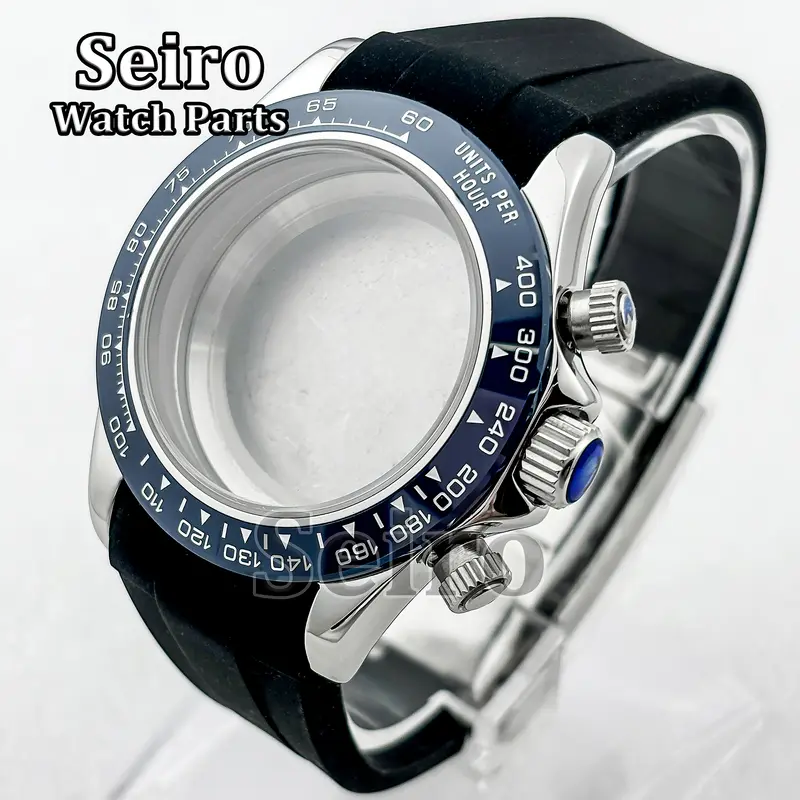 39MM Sapphire Glass Watch Case Rubber Strap Rose gold Silver Watch Accessories Parts for Daytona VK63 Movement Men 29.5MM Dial - Image 19